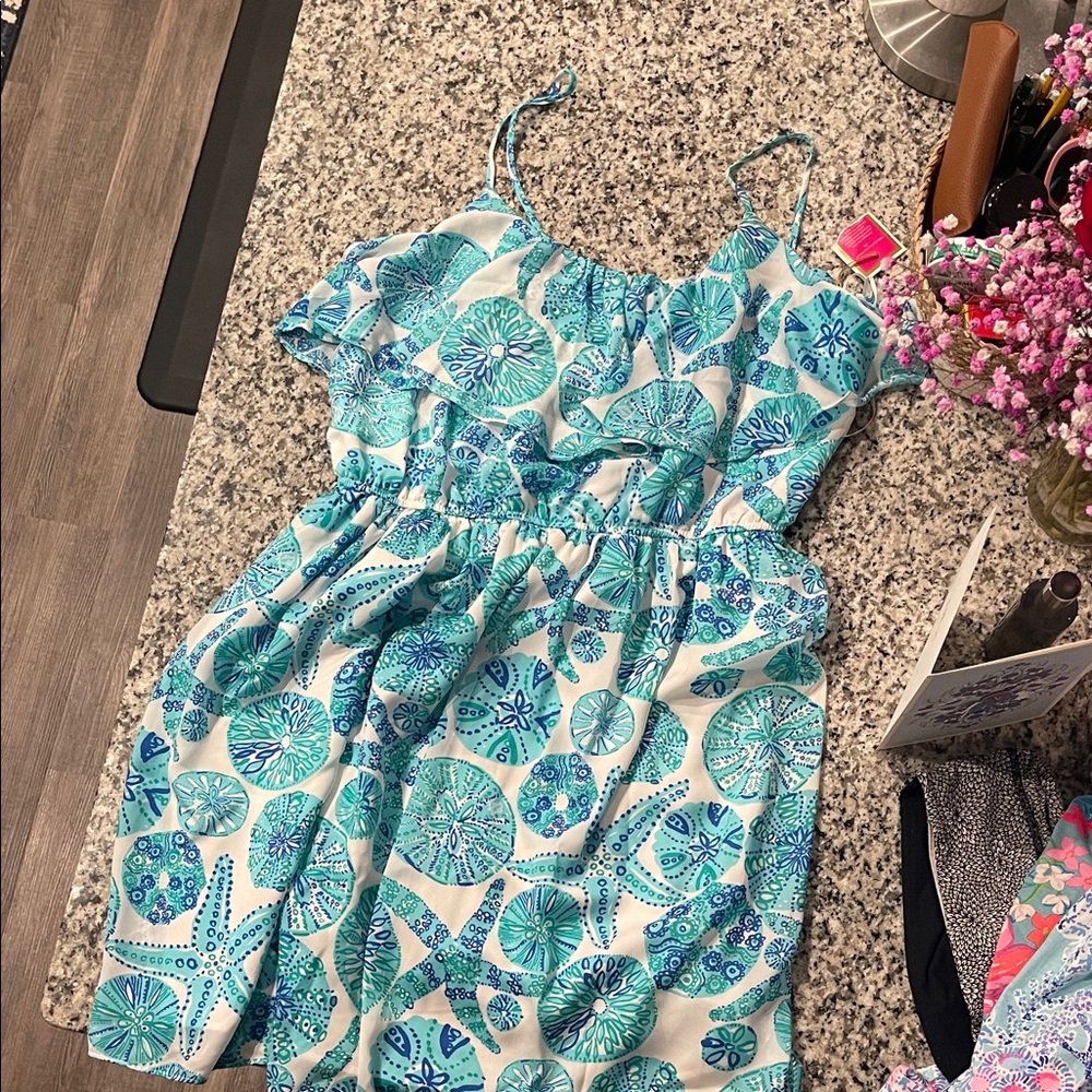 Lilly Pulitzer Aqua and White Kids Dress